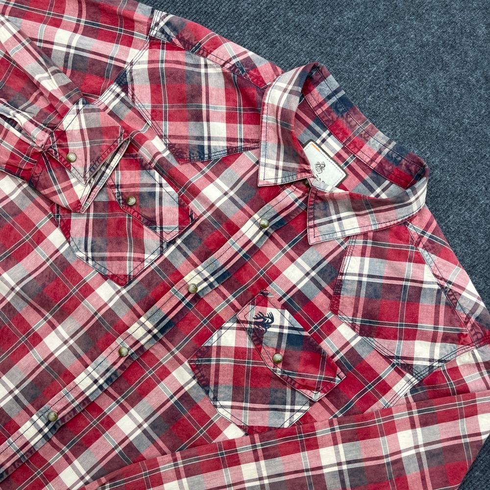 Legendary Whitetails Mens XL Red Plaid Pearl Snap Western Shirt Outdoor Y2K
